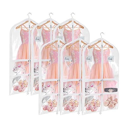 Set of 6 Clear PVC Dance Costume Bags