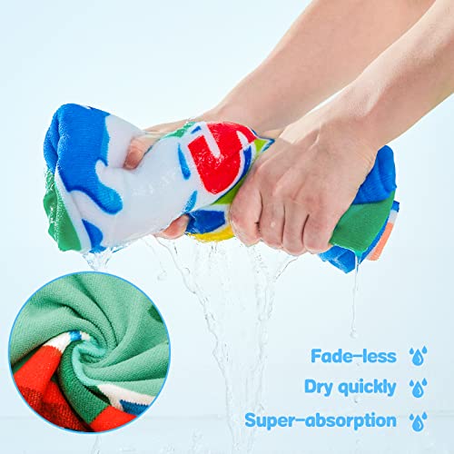 Touchat Beach Towel For Kids, Super Absorbent Quick Dry Cotton Beach Towel 24''X 48'', 300Gsm Thick Soft Sand Free Cute Dinosaur Beach Pool Swim Bath Travel Picnic Camping Towel For Boys Girls thumb #4