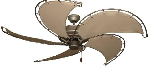 Gulf Coast Fans Raindance Nautical Ceiling Fan in Antique Bronze with 52" Spring Frame Blades w/Khaki Canvas
