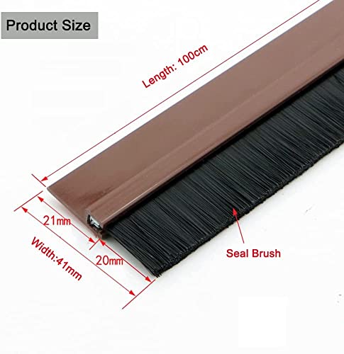 Image of Door Bottom Brush Seal Strip with Aluminum Plate & Nylon Bristles Brush for Air & Sound Blocking 100CM (1)