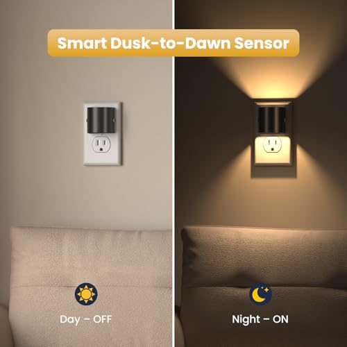 Image of Night Lights Plug into Wall, LED Night Light 2 Pack | Soft Glow Dusk to Dawn Sensor, 3-Level Dimmable Nightlight, Up & Down Lighting Night Lights for Bedroom, Bathroom, Hallway