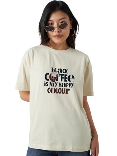 T-shirt oversize femme Bewakoof blanc à manches courtes en taille XXL
