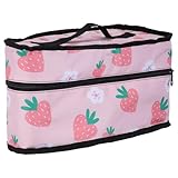 ULTECHNOVO Bolsa Protectora para Plancha de Vapor con Cremallera y Estampado de Fresas, Tamaño Compacto, Tela Gruesa Antipolvo para Almacenamiento y Transporte Portátil en Viajes y Hogar