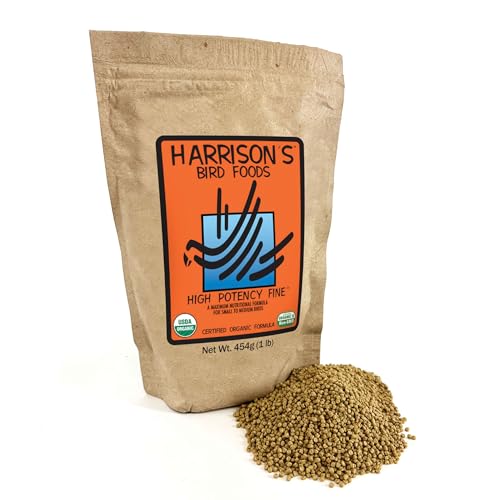 Harrisons Bird Foods High Potency Fine - Certified Organic Non GMO Formula for Small to Medium Birds - Human Grade Pellets for Molting Recovering & Weaning Chicks with Balanced Nutrition (1lb)