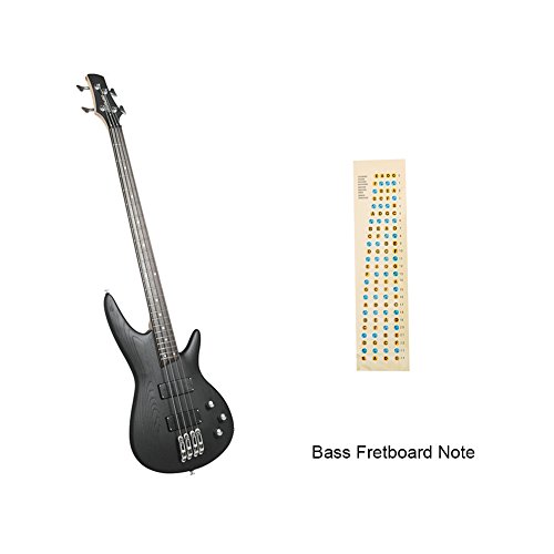 Wandic Fretboard Note Decal, 4-String Bass Fingerboard Scales Sticker Fingering Frets Map Labels For Bass Beginner Learner Practice #TOP5