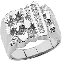 Fine Mens Sterling Silver Diamond-Accented Bar