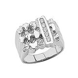 Nugget Rings Certified Men's Sterling Silver Diamond-Accented Bar (Size 13)