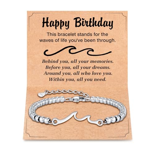 Birthday Gifts for Women, Through The Waves of Life Bracelet - Gifts for Friend Sister Daughter Mom Grandma - Main Image