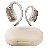 Basike Fone de Ouvido Bluetooth 5.4 Open-Ear, TWS Som Estéreo Hi-Fi, ANC e Modo Transparência, Suporta Chamadas de Voz, Toque Inteligente, Compatível com Android e iOS – Bege Claro