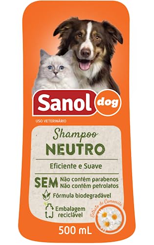 Shampoo de Pêlos Para Cães e Gatos, Neutro, Sanol Dog, 500 ml, Laranja