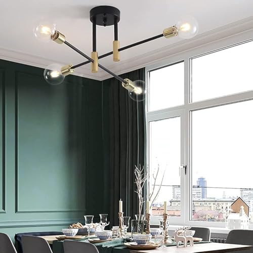 Lámpara de techo de 4 luces, lámpara de techo semi empotrada, lámpara ajustable, lámpara colgante de montaje semi empotrada industrial compatible, Lámparas Led
