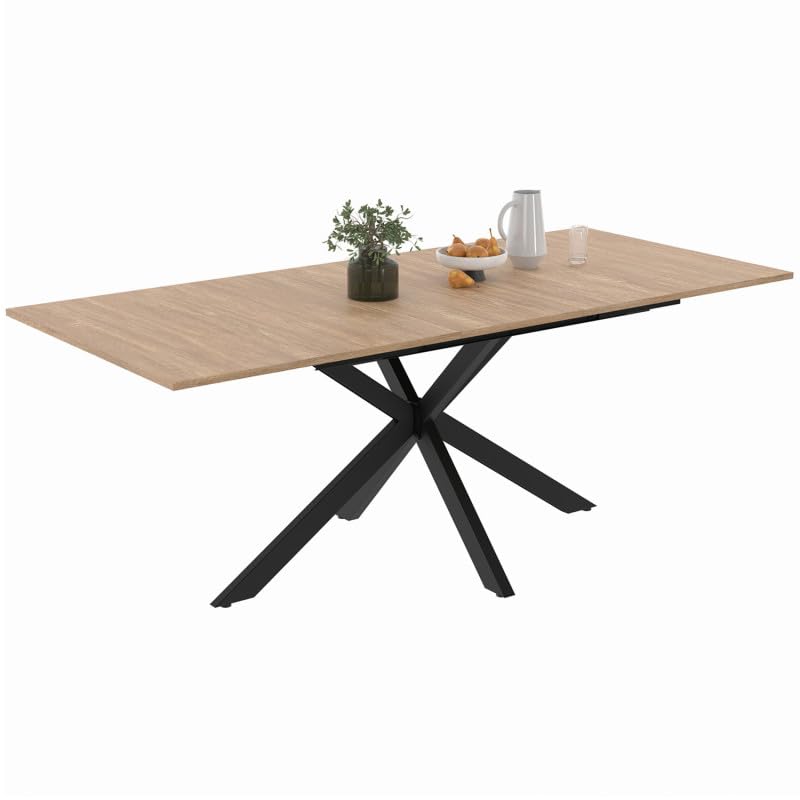 IDMarket - Table à Manger Extensible Rectangle Alix 6-10 Personnes Bois et Noir 160-200 cm