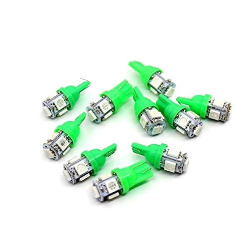 SANHOOII 10pcs Car LED Light T10 5-SMD LED Bulb Lamp Wide Reading YEL/Blue/Green/red/White Auto Light : Green