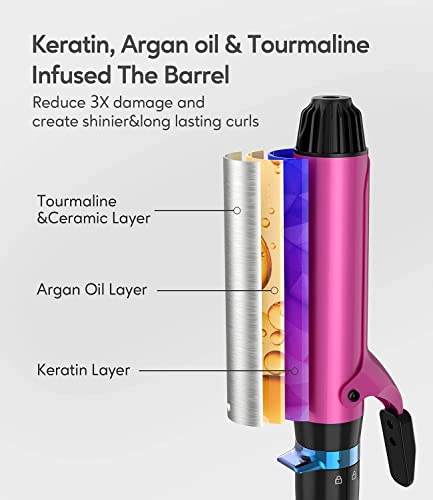 FARERY Conjunto de modelador de cachos 5 em 1 (0,9-3,8 cm) com 3 Barris Beach Waves Modelador de cac