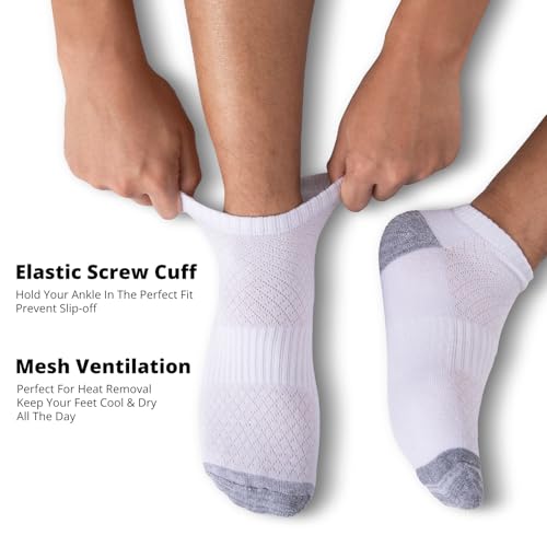COOVAN 12 Pack Mens Ankle Socks Athletic Cushioned Running Breathable Low Cut Sports Casual Shoe Size:6-123