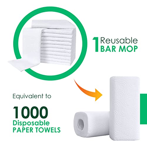 Avalon Towels Terry Bar Mop Towels (Value Pack of 60) Size 14"x17" – Absorbent and Durable, Multipurpose Cleaning Rags, Cotton Cleaning Towels, Terry Cloth Rags, Reusable Shop Rags (White)