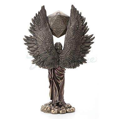 Veronese Design Estátua de cubo geométrico sagrado Arcanjo Metatron segurando