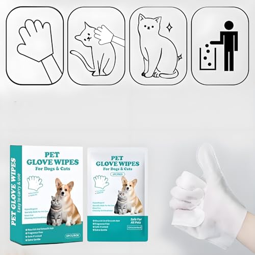 Bestevery 24 Stück Haustierhandschuh, Hund Reinigung Handschuhe, Weiche Fellpflegetücher für Hunde und Katzen, Entfernung von Staub und Schmutz, Für Tägliche Pflege
