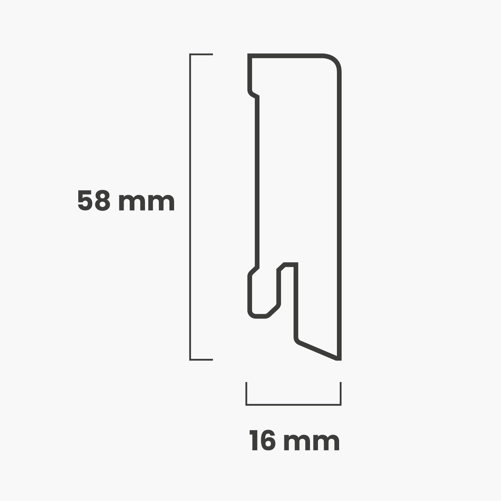 KGM MDF Sockelleiste Modern - Anthrazit - 2400 x 16 x 58 mm - 10 Stk.