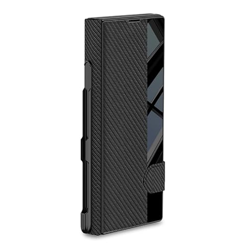 For Samsung Galaxy Z Fold 7�p���U�[�J�o�[�A�y���X���b�g�t���A�J�[�{���t�@�C�o�[�e�N�X�`���V�F���t���b�v�t���{�f�B�ی�E�H���b�g�P�[�X,Black