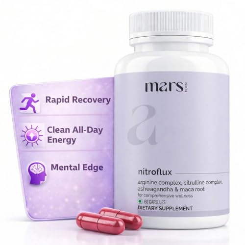 Mars by GHC NitroFlux Nitric Oxide Capsules with L-Arginine Pre Workout Circulation Booster Ashwagandha & Moringa Performance & Endurance Support Pack of 1