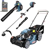 SENIX LSSG-M10 21-inch 170cc Gas Lawn Mower Self Propelled, 26.5 cc String Trimmer and 4-Cycle Leaf Blower Kit