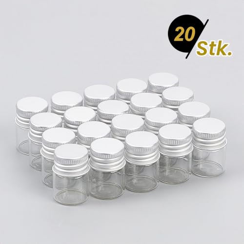 BENECREAT 20Pcs 5ml Versiegelte Glasflasche Mit Schraubverschluss Aus Aluminium Klare Flüssigkeitsprobenflasche Für Message Bottle… – Ansicht 5