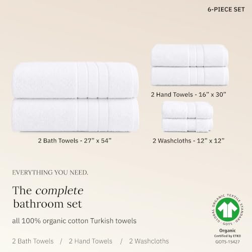 California Design Den 100% Organic Cotton 6 Pc Bath Towel Set, Bright White - image 3