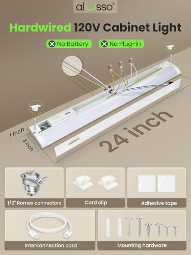 Image of ALUSSO Hardwired Under Cabinet Lighting 24in 15W Counter for Kitchen Closet