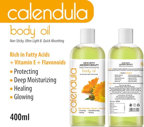 Image of KEYA SETH AROMATHERAPY Calendula Body Oil - Protecting, Healing, Deep Moisturizing For Glowing Skin 400ML