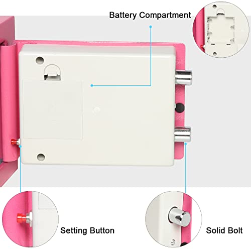 Kentoko Small Money Safe Box Digital Security Safe Box With Keypad For Jewellery Money Valuables, Lock Safe Cabinet For Home, Office And Hotel, Pink #TOP3