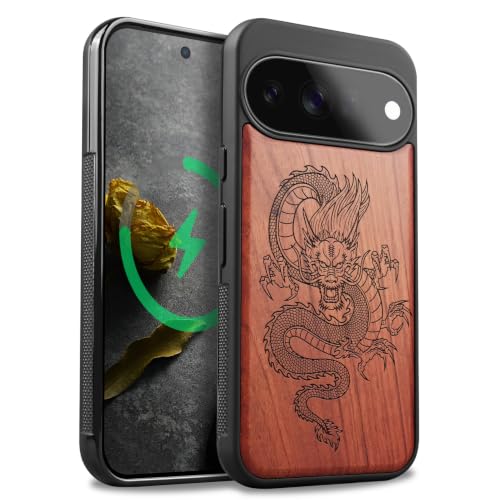 Coque Pixel 11 en bois dragon oriental, un cadeau d'exception magnétique et antichoc
