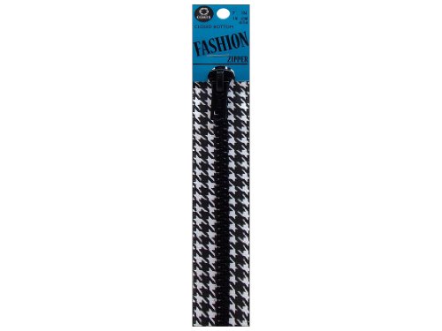 Coats Thread & Zippers F6007-874 Fashion Black and White Closed End Zipper, 7", Houndstooth
