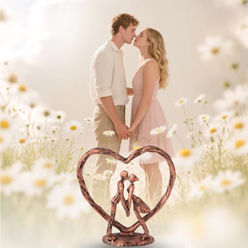 Anniversary Wedding Gift for Her Wife Husband Couple,Antique Bronze Metal Couple Figurine Heart Sculpture Love Statue,Romantic 1st to 60th Anniversary,Includes Gift Box and Gift Card,Valentines Gifts - Image 3