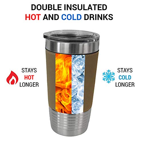 Electric Guitar Leather Wrapped Vacuum Insulated Tumbler 20 Oz Stainless-Steel Vacuum Mug For Music Lovers, (Black)