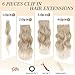 NAYOO Clip in Hair Extensions for Women 20 Inch Long Wavy Curly Blonde Hairpieces Full Head Synthetic Hair Hairpieces(6PCS,Blonde)
