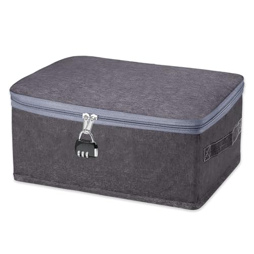 HEUIOP 1Set Lockable Box 30 * 20 * 14cm Lockable Storage Box with Lock Collapsible Locked Storage Boxes with Handles for Bedding Clothes Toys Documents