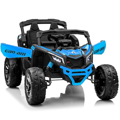 KerryYoo SU5 24V Ride on Toys for Big Kids,4x200W,2 Seater Electric Ride on UTV 4WD/2WD,EVA Rubber Tires,4x4 Shock Absorbers,Remote Control,Licensed Can-Am,Bluetooth - Blue