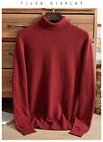 Alloaone Men 100% Solid Middle-Aged Thick Cashmere Half-High Round Neck Cashmere Sweater2