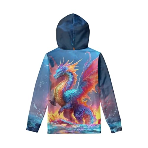 Image of WELLFLYHOM Boys Hooded Sweatshirts Hoodie Pullover Cool Graphic Crewneck Blouses Size 6-16