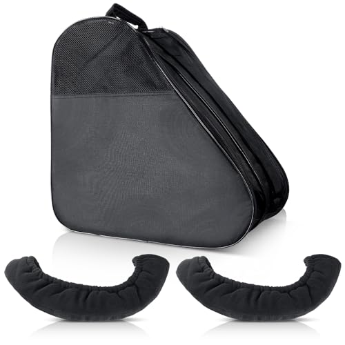 Clysee 3 Pcs Roller Skate Bag and Ice Blade Cover Set Adjustable Shoulder Strap Fits Quad Inline Skates and Most Roller Skating Accessories