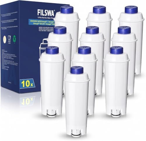 Filswa Kaffeevollautomat Wasserfilter, Ersatz Kompatibel mit Delonghi ECAM | für Delonghi, Dinamica, Cappuccino System, Magnifica, ETAM Autentica und Verschiedener Modelle von Esam