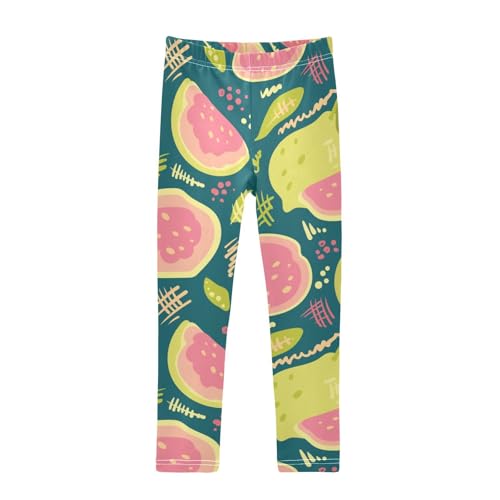 Guava Pattern Girls Leggings,Workout Leggings for Girls Toddler Athletic Leggings Size for 3-10T