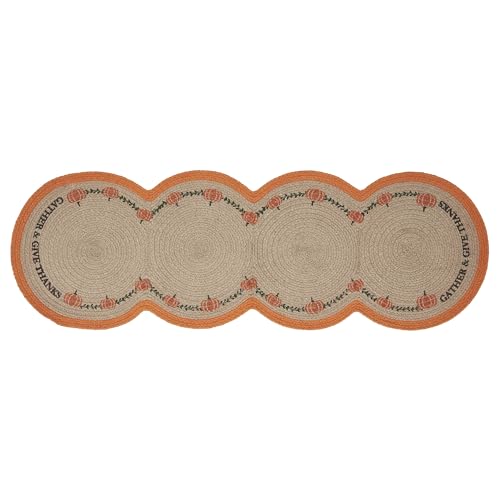 Vhc Brands 85583 Harvest Blessings Natural Stencil Pumpkin Table Runner 12X36 Braided Cotton thumb #1