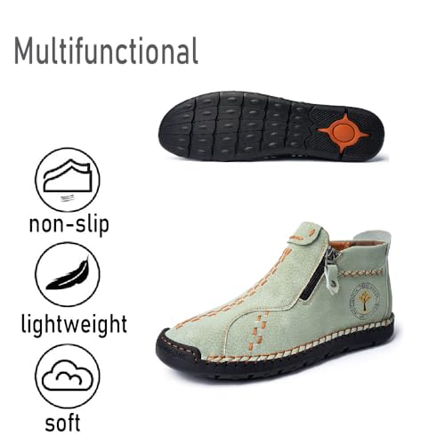 Men's Casual Boots Fashion Microfiber Leather Zipper Slip On Boots Handmade Comfortable Non Slip Hiking Driving Ankle Booties4