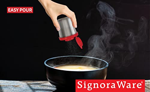 Image of Signoraware Stainless Steel Medium Spice Shaker | Airtight | Kitchen Organizer | Stylish & Functional Design | Compact & Easy to Use | Ideal Masala, Salt & Pepper (100mlx2 | Set of 2 | Red)