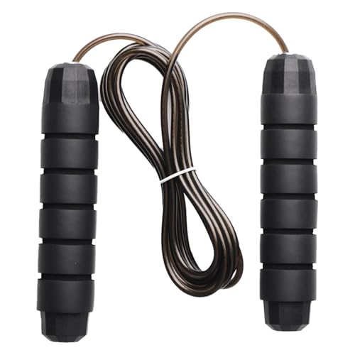 Aiokuo Jump Rope, Tangle-Free Rapid Speed Skipping Rope with Ball Bearings, Adjustable Steel Cable with Foam Handles, Fitness Training Jump Ropes for Women, Men and Kids (Black)
