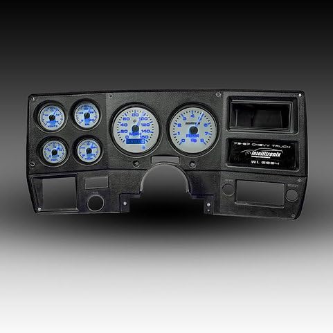 Intellitronix WL6004 LED Digital Gauge Cluster for 1973-1987 Chevy Truck - Direct Fit Replacement Dash Panel - 160 MPH Speedometer, 8000 RPM Tachometer - White Polycarbonate Finish (Blue)