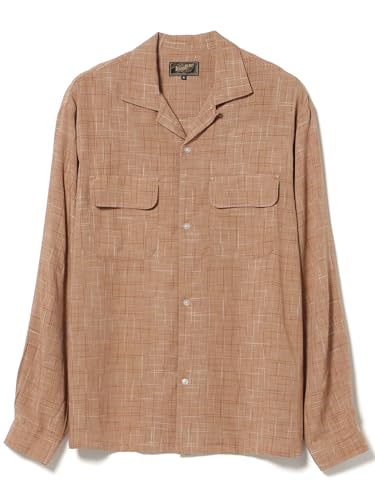 [ビームスハート] L/Sシャツ レーヨン カスレチェック オープンカラーシャツ メンズ BEIGE L