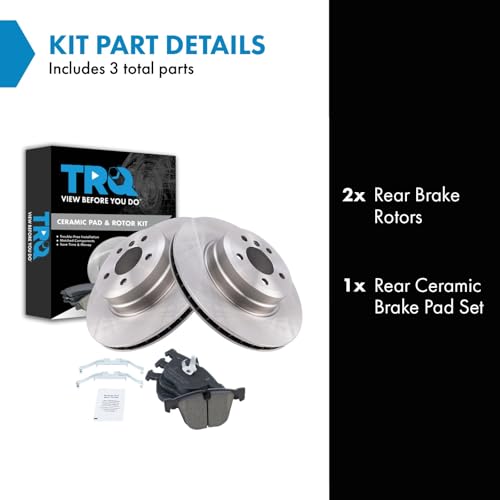 Image of TRQ Rear Brake Pad and Rotor Set Ceramic Compatible with 2007-2018 BMW X5 2008-2019 X6